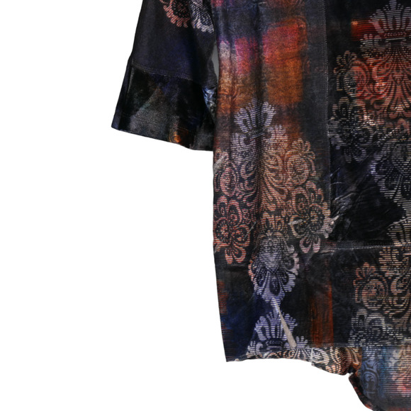 One World Tunic Knit Top Womens S Mixed Media Velour Stretch Velvet Asymmerical - Picture 5 of 7